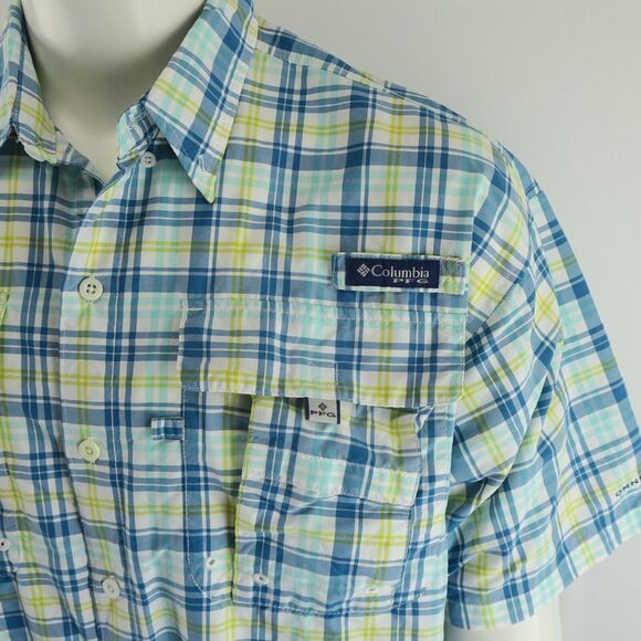 Columbia PFG Short Sleeve Super Bahama Men's Fishing Vented Shirt Size L - Picture 2 of 10